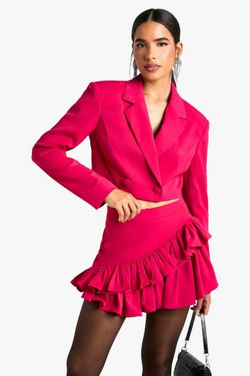 Double Ruffle High Thigh Mini Skirt raspberry