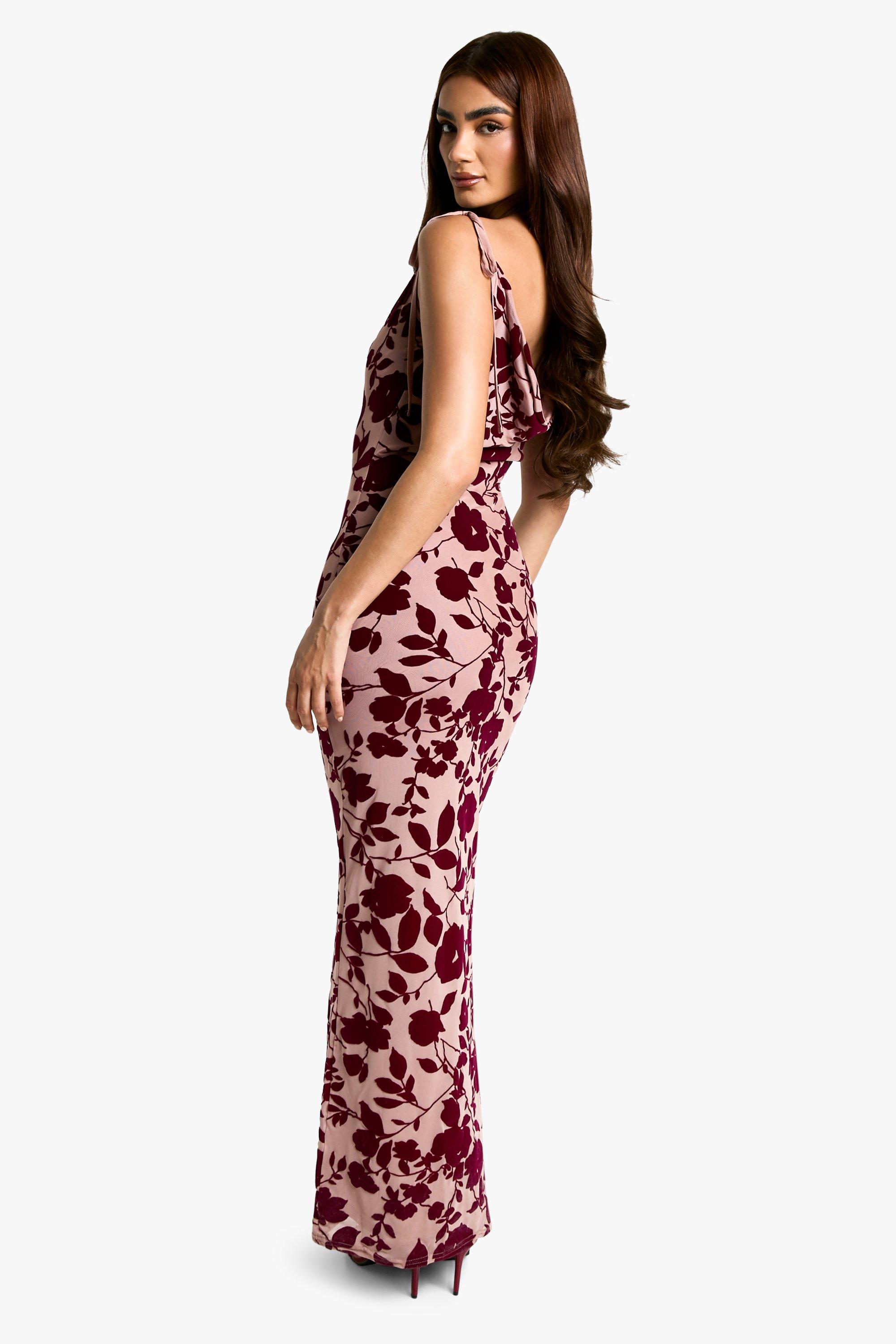 Devore Floral Cowl Neck Maxi Dress | boohoo USA