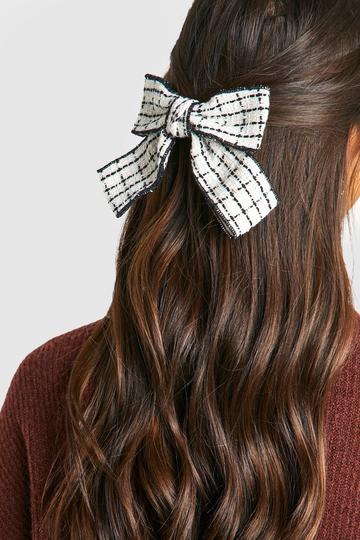 Boucle Hair Bow Clip white