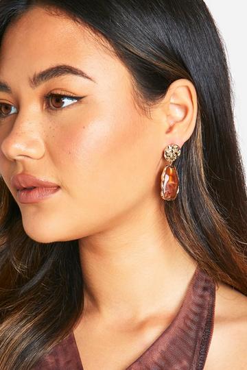 Abstract Amber Drop Earrings amber