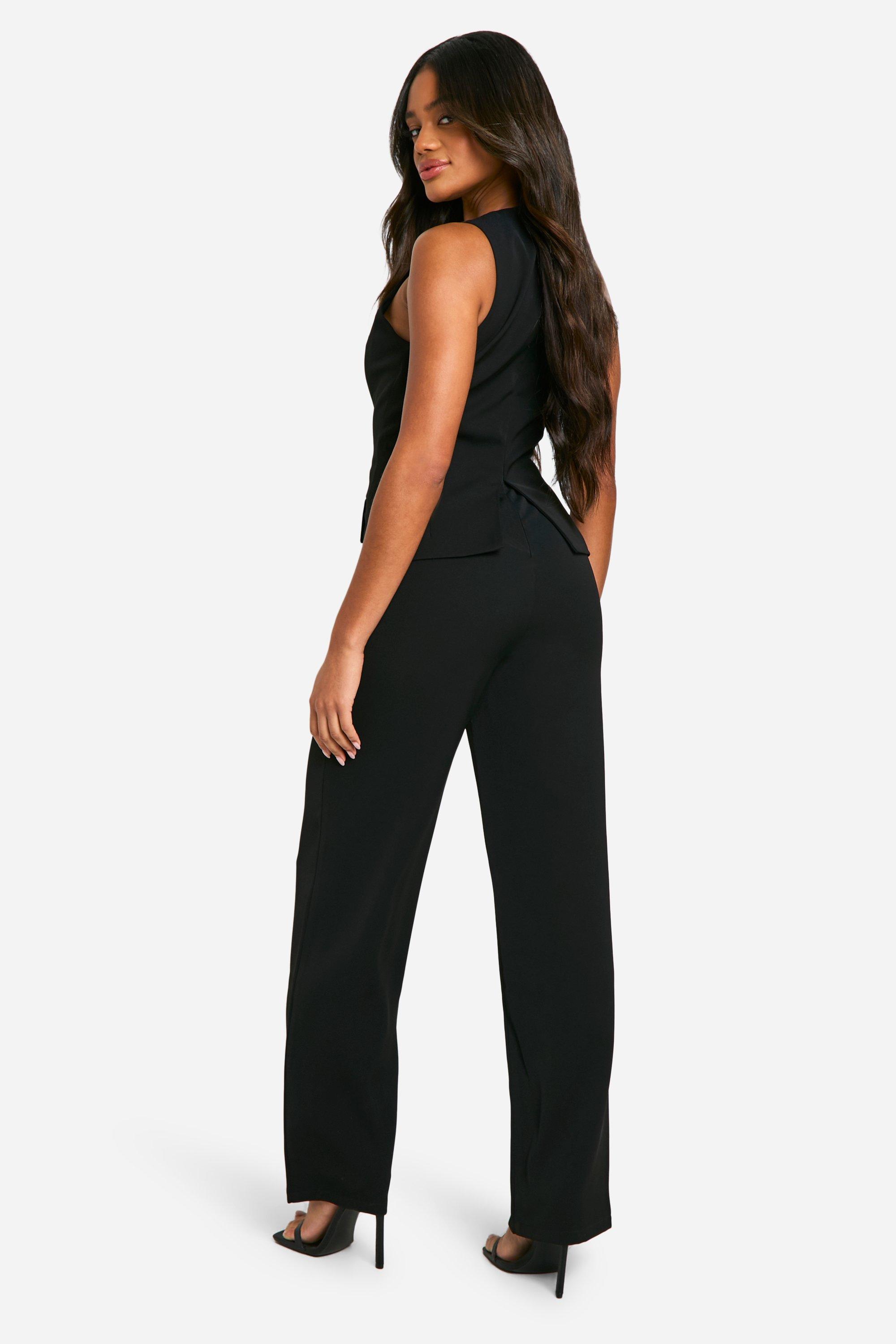 boohoo Tailored Wide Leg Jumpsuit Black Size 4