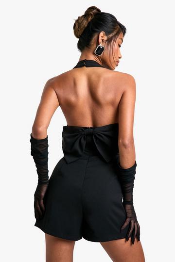 Tailored Bow Back Playsuit black