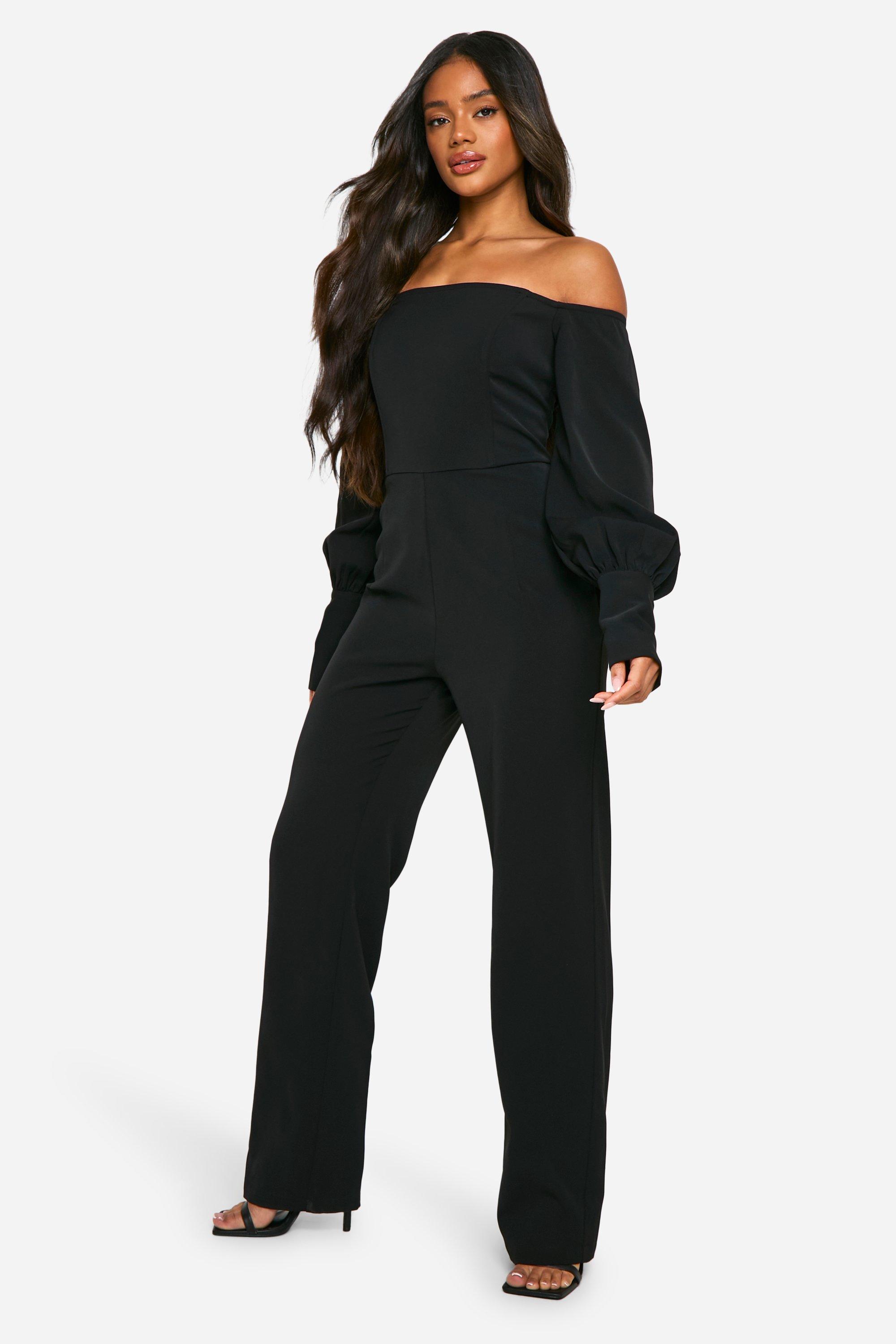 Boohoo off shoulder jumpsuit hotsell
