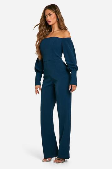 Wide Leg Bardot Jumpsuit navy