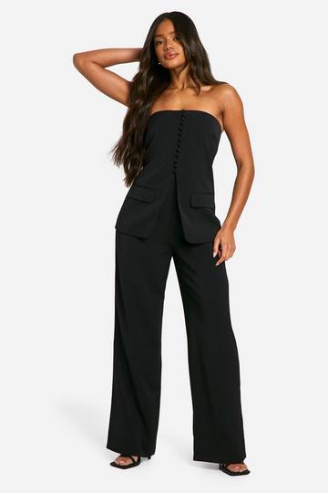 Getailleerde Strapless Wide Leg Jumpsuit black