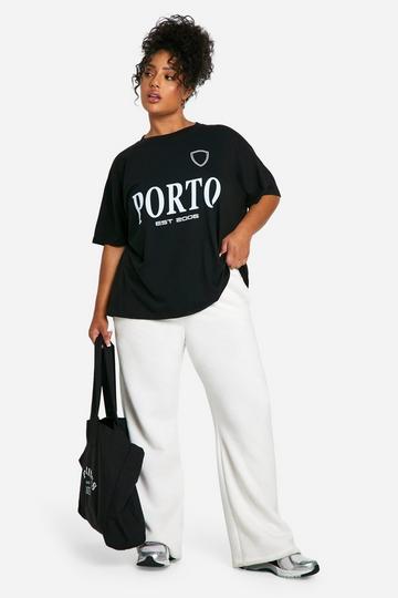 Plus Porto Slogan Oversized T-shirt black