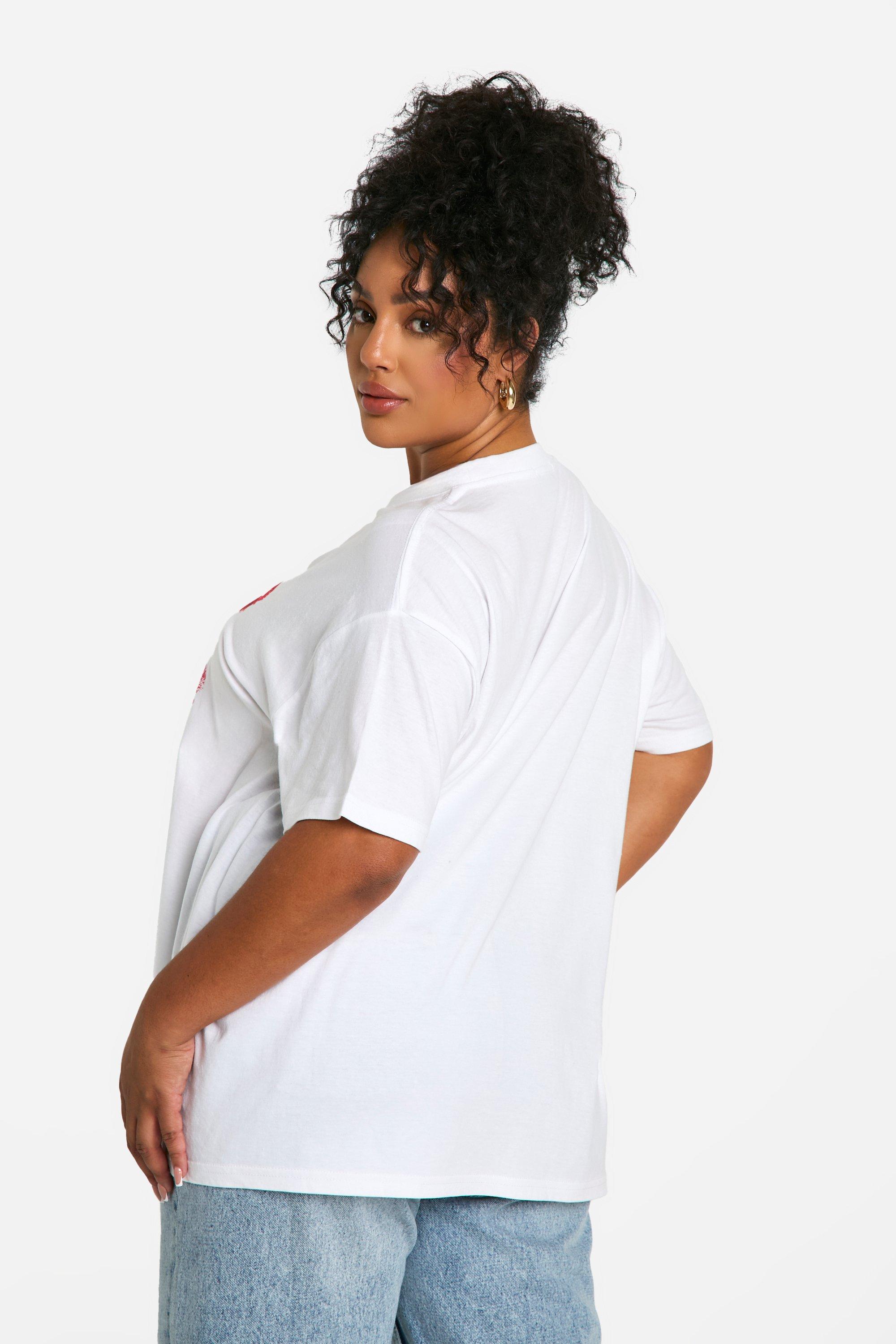 Plus Lips Printed Oversized T-shirt | boohoo