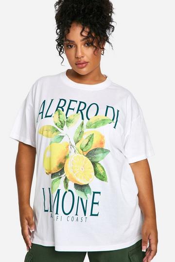 Plus Lemon Printed Oversized T-shirt white