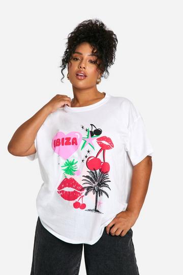 Plus Ibiza Printed Oversized T-shirt white