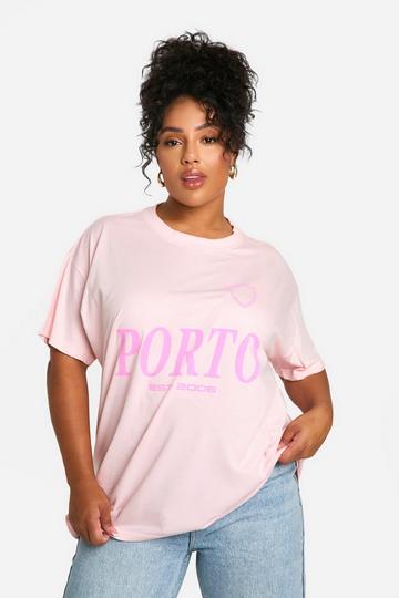 Pink Plus Porto Slogan Oversized T-shirt