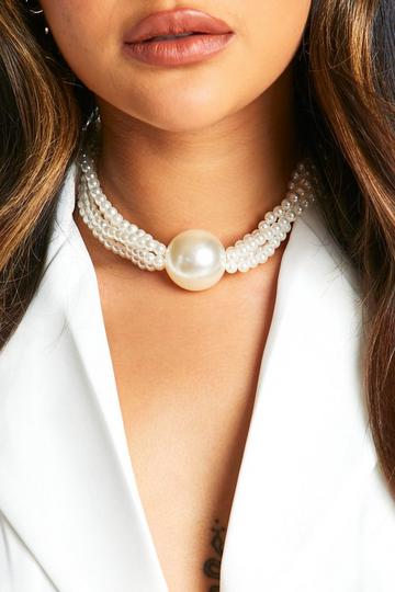 Statement Pearl Layered Necklace pearl