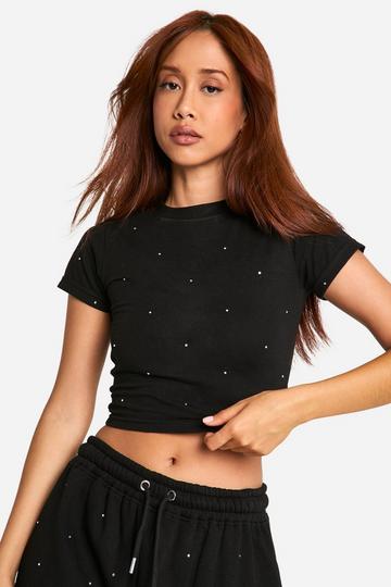 T-shirt med strass black