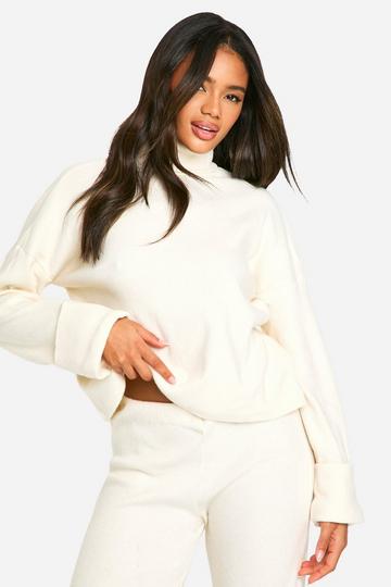 Brushed Rib Oversized Wide Sleeve Top stone