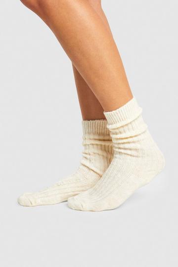 Single Soft Ribbed Slouchy Socks cream