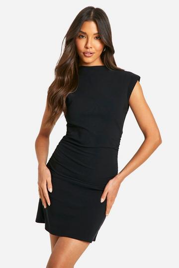 Ruched Side Mini Dress black