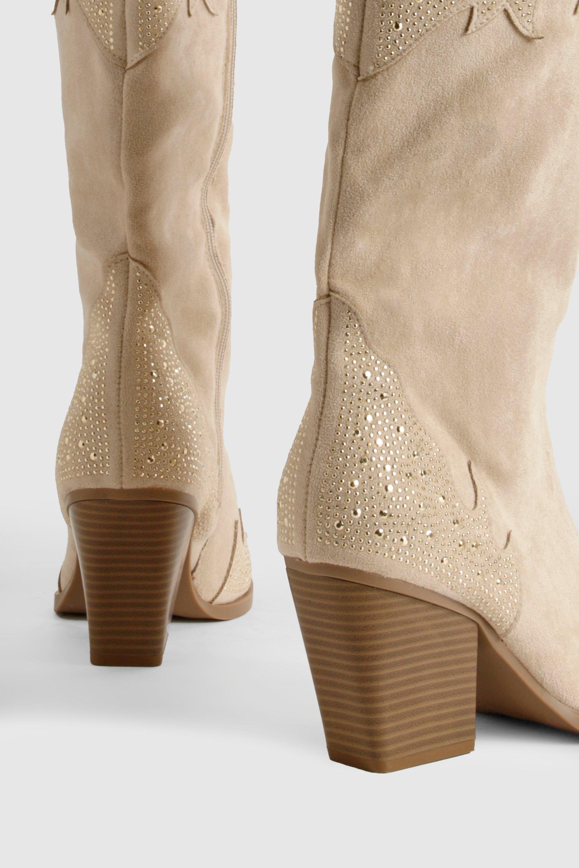 Rhinestone Studded Western Cowboy Boots | boohoo USA Rhinestone Studded Western Cowboy Boots | boohoo USA