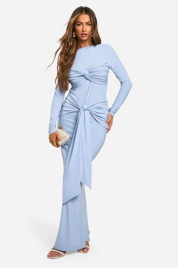 Ruched Twist Detail Maxi Dress blue