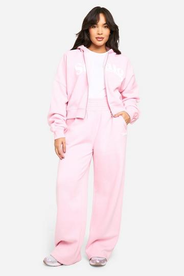 Pink Plus Studio Slogan Deep Waistband Straight Leg Sweatpant