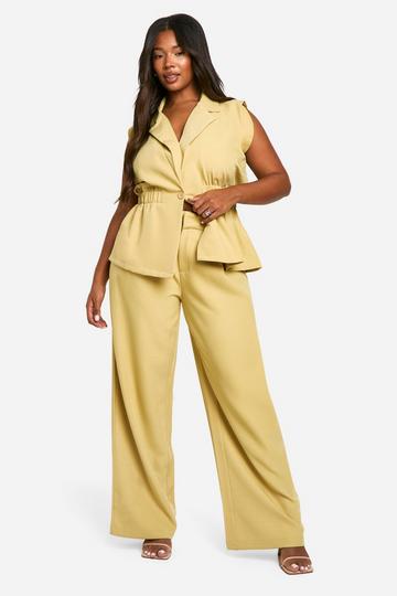 Plus Tailored Wide Leg Trouser taupe