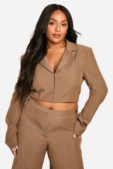 Plus Corset Detail Tailored Blazer taupe