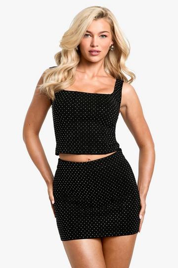 Hot Fix Mini Rokje Met Steentjes black