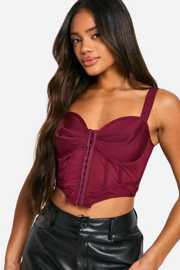 Bandage Hook And Eye Corset Top wine