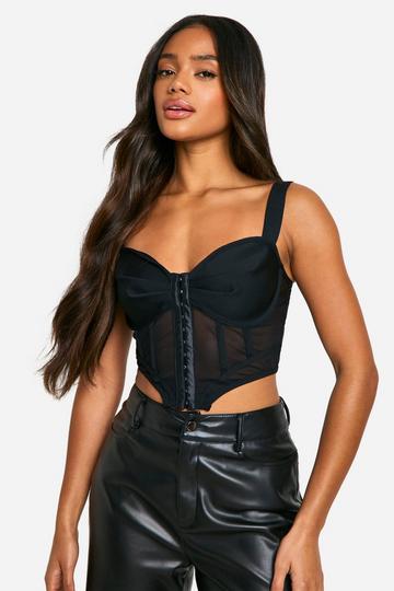 Black Bandage Hook And Eye Corset Top