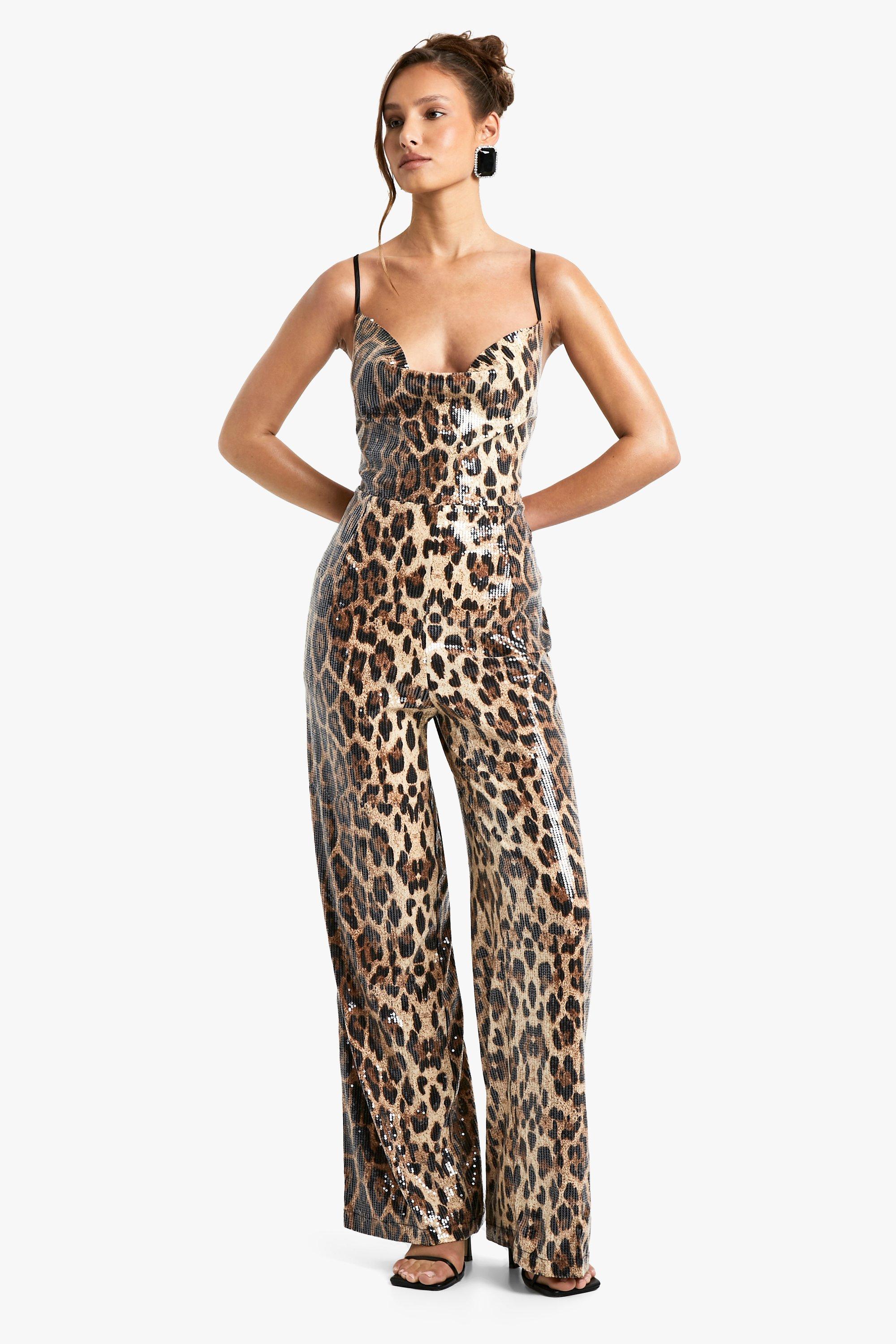 Boohoo leopard jumpsuit online