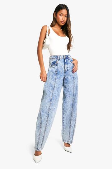 Baggy Boyfriend Jeans Met Naaddetail mid blue