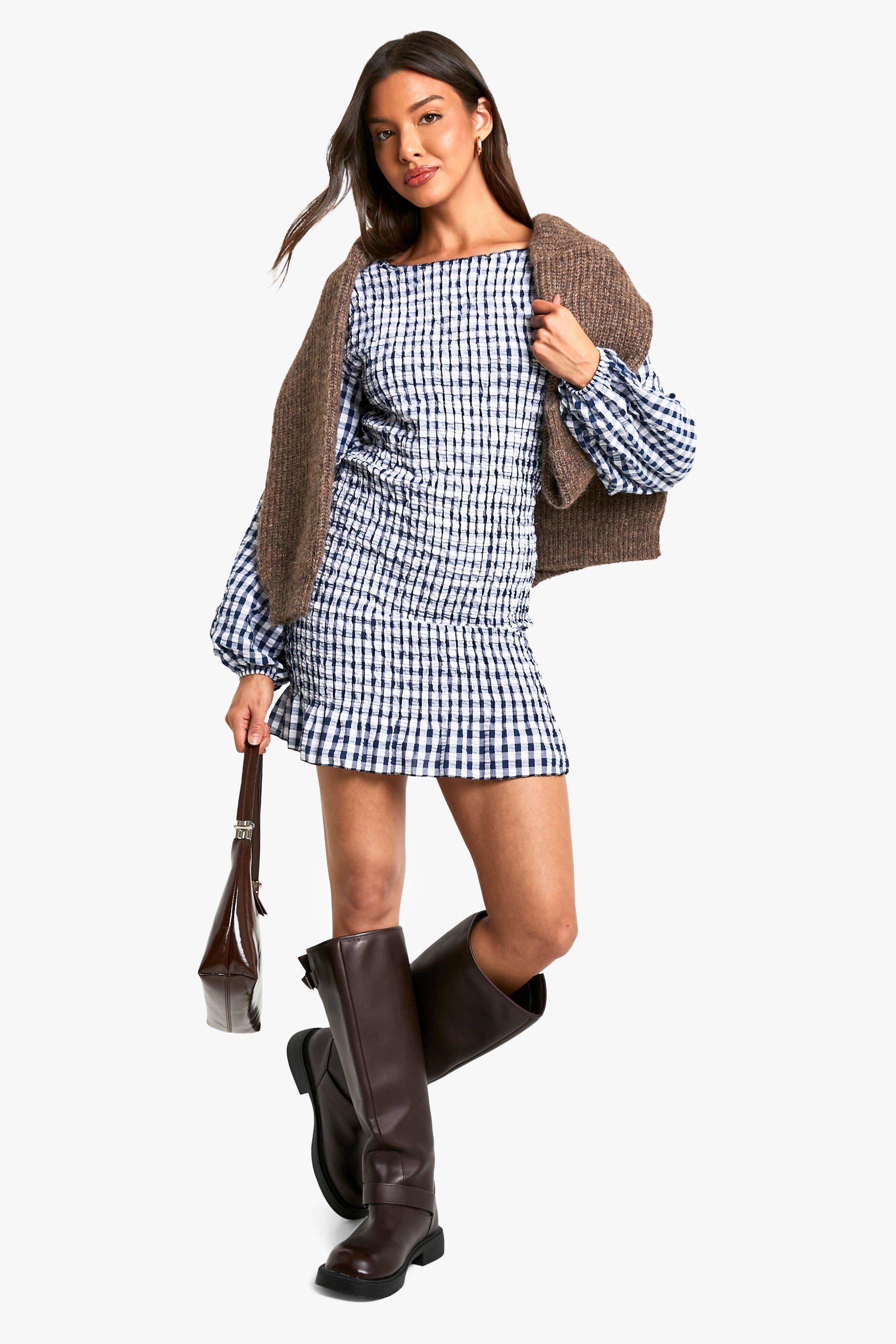 Gingham dress boohoo best sale