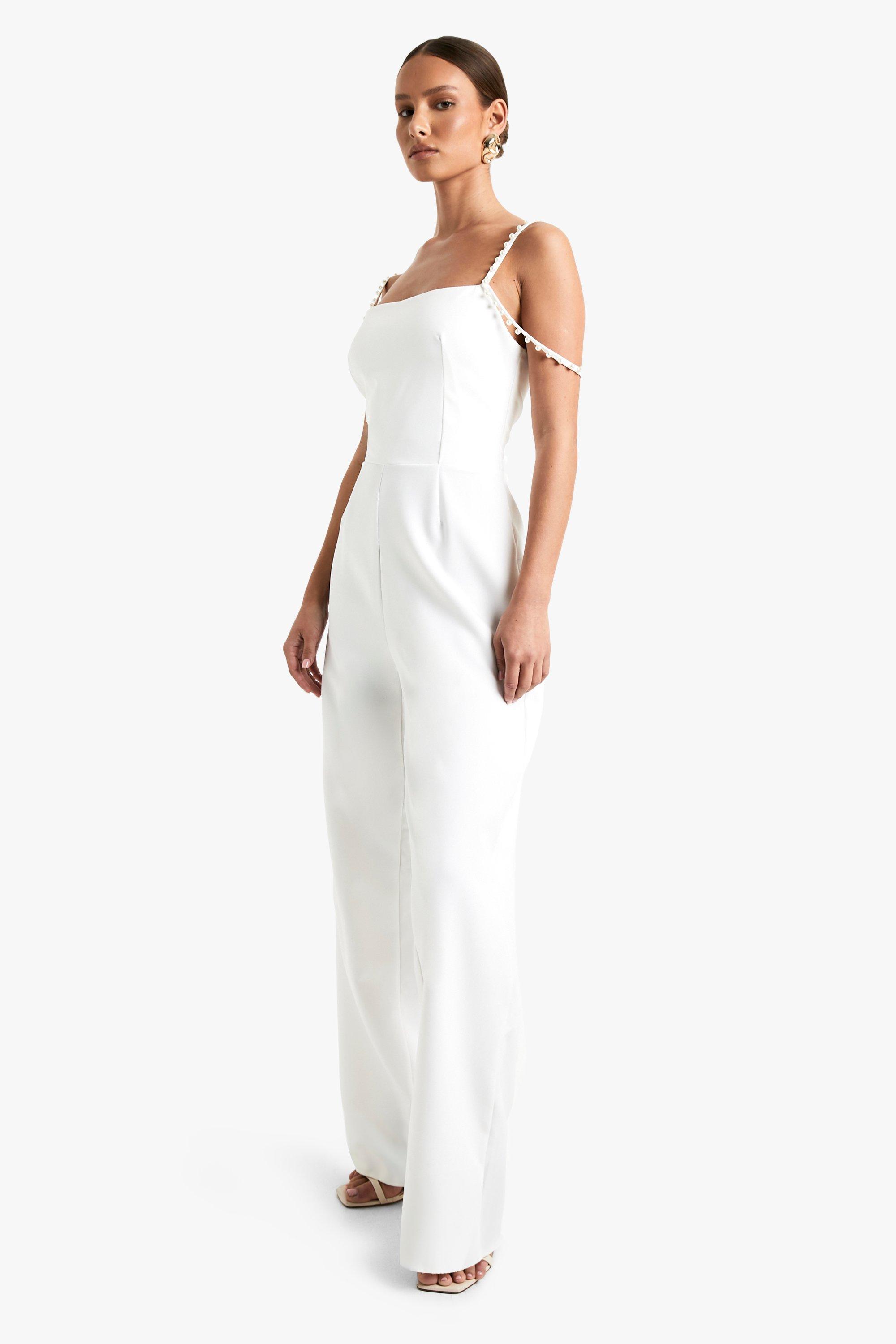 Pearl Strap Wide Leg Jumpsuit boohoo UK