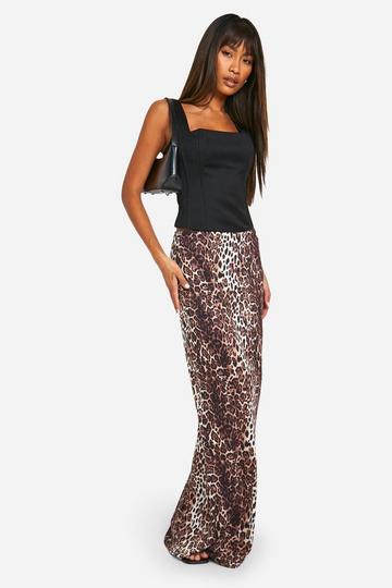 Leopard Print Jersey Knit Maxi Skirt leopard