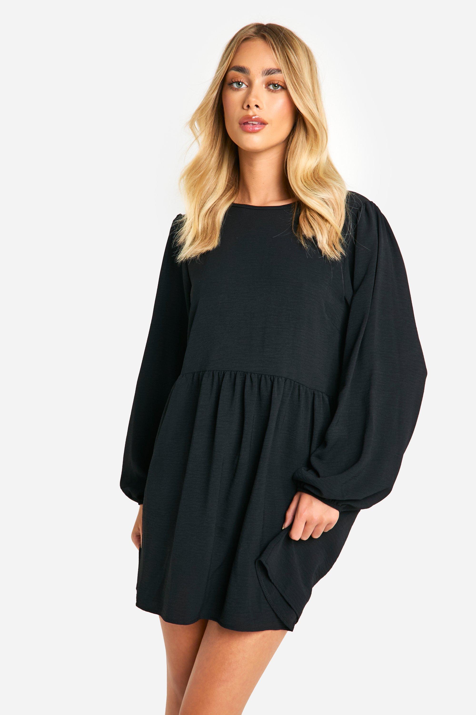Robe babydoll nouee a manches longues