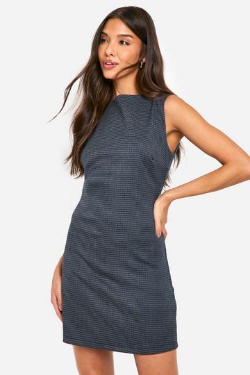 Check Tailored Mini Dress navy