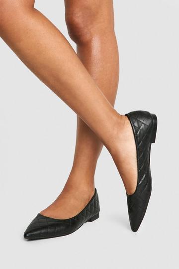 Quilted Pointed Flats black