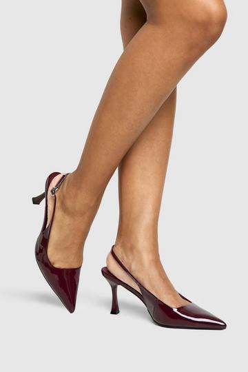 Patent Slingback Pointed Court Shoes cherry