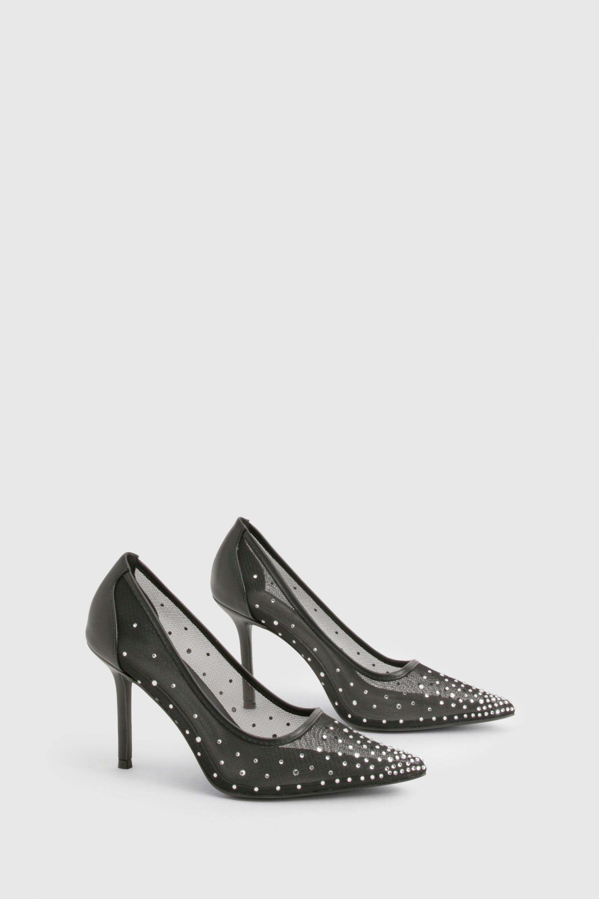 Wide Fit Diamante Court Shoes