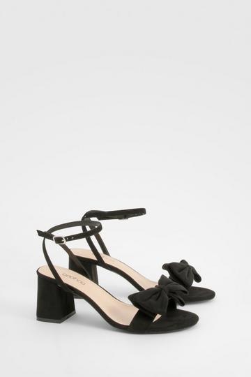 Wide Fit Bow Low Block Two Part Heels black