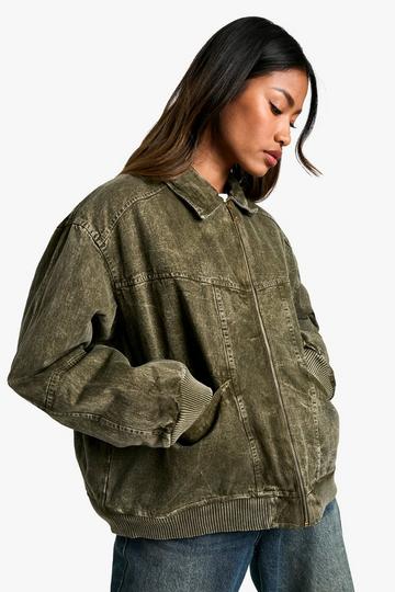 Bomber effet vintage délavé washed khaki