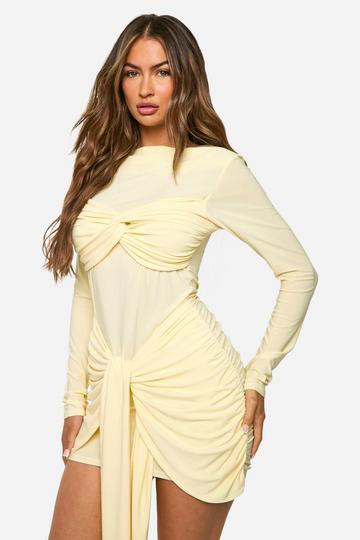 Ruched Twist Detail Mini Dress butter