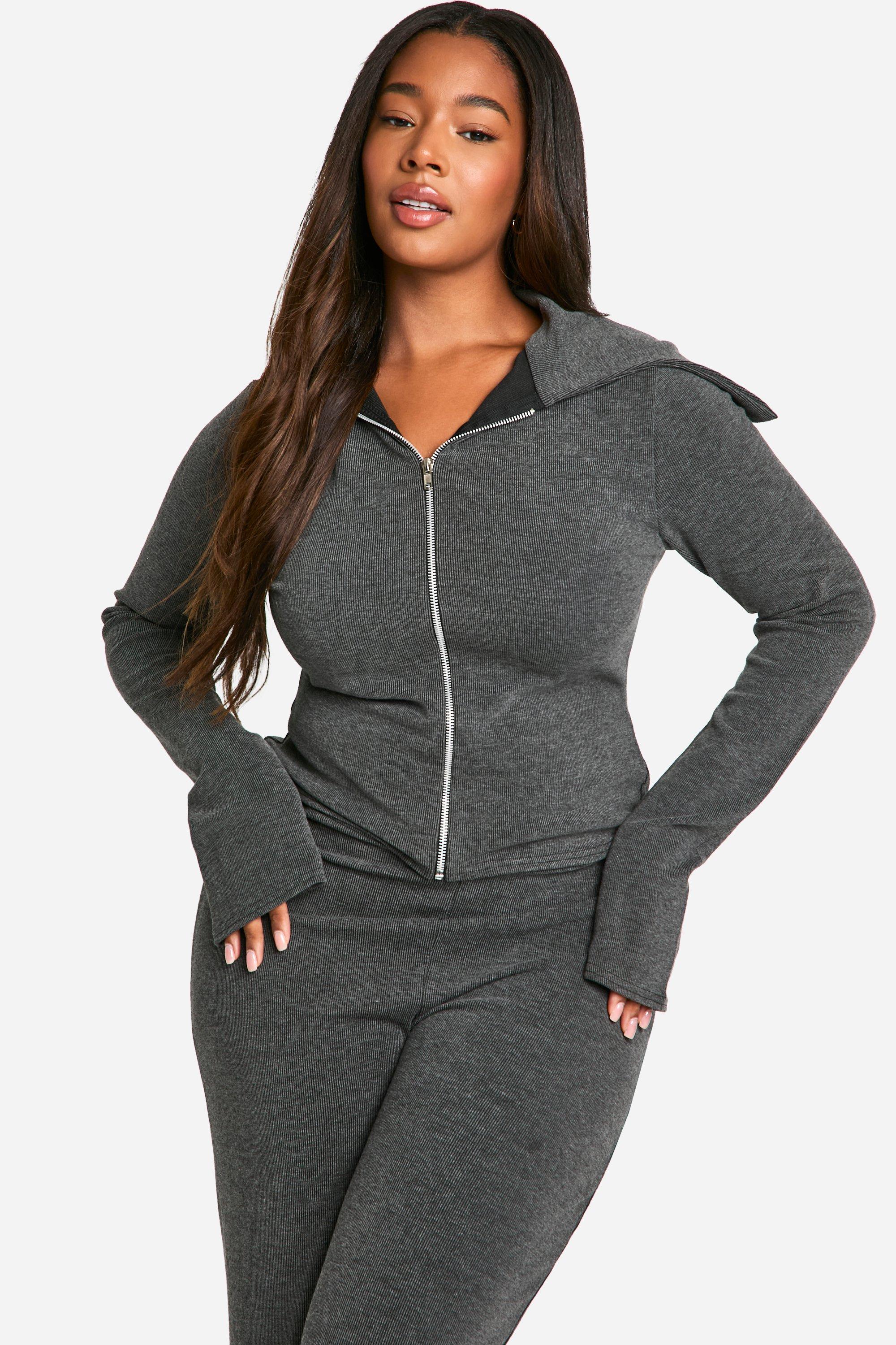 Plus Two Tone Zip Top Pants Lounge Set