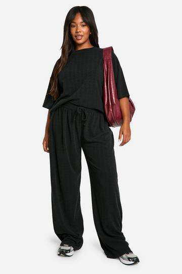 Plus T-shirt & Wide Leg Trouser Co Ord black