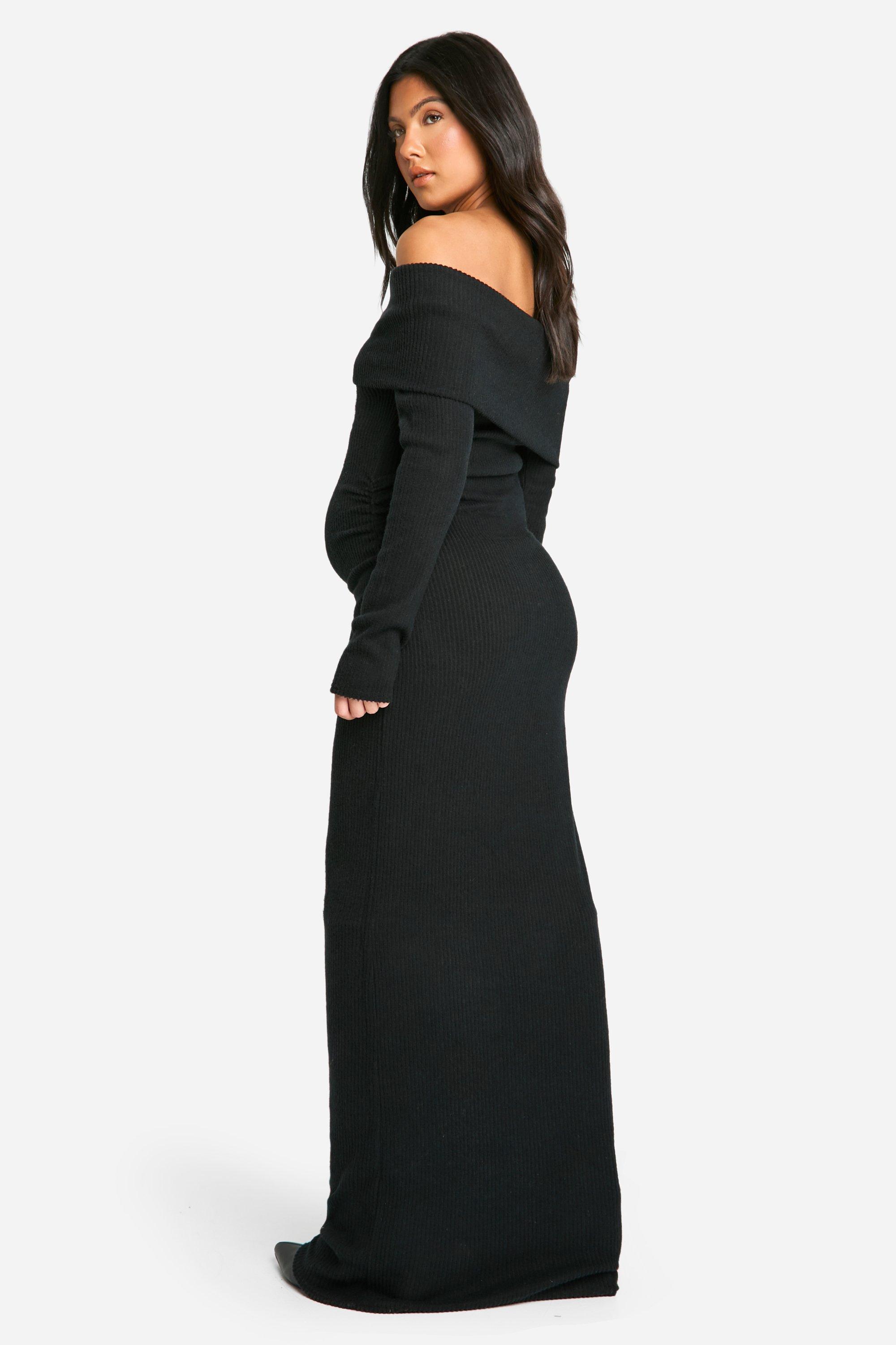 Boohoo off the shoulder maternity dress best sale