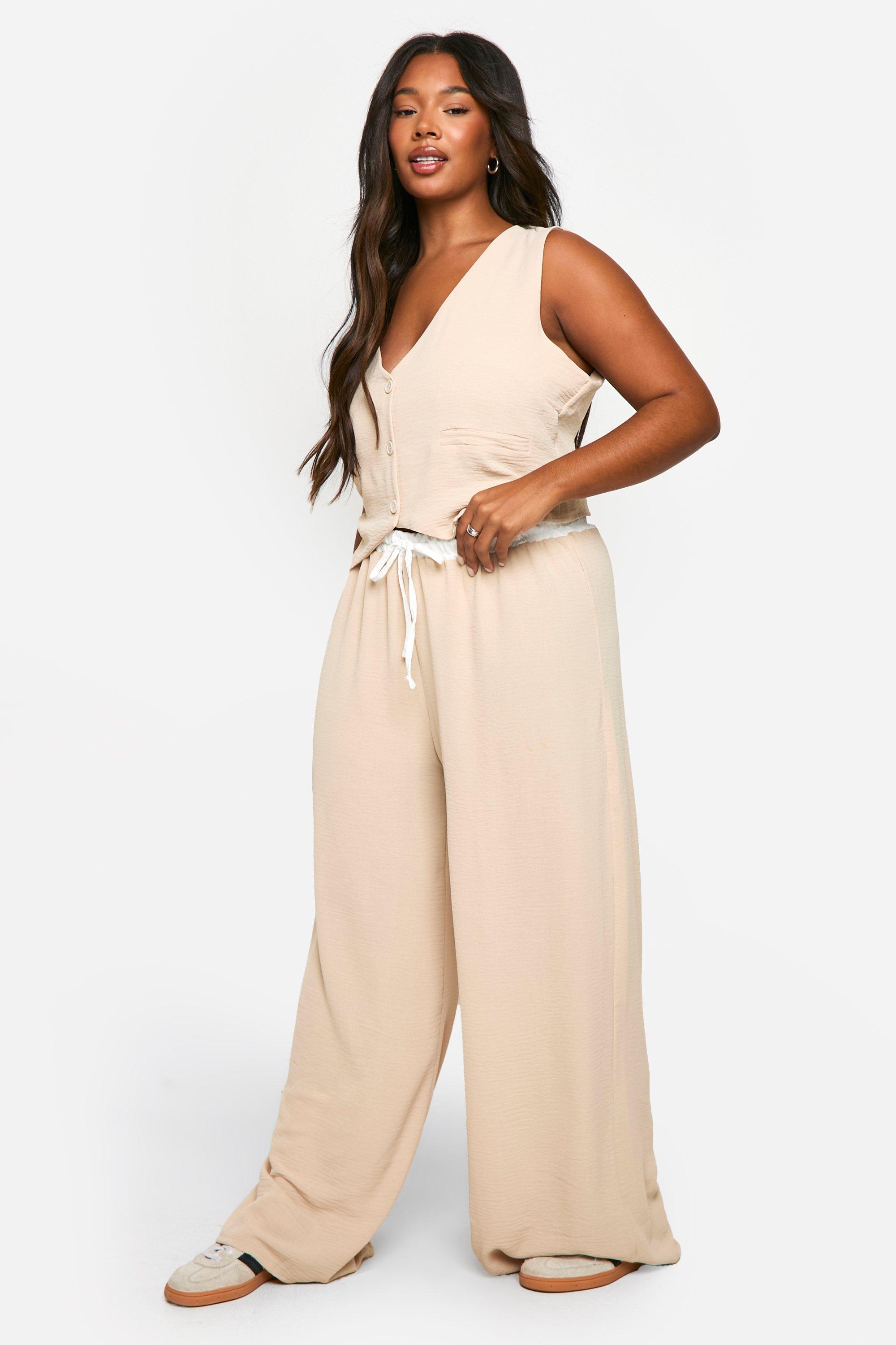 Grande taille Ensemble avec gilet sans manches et pantalon large