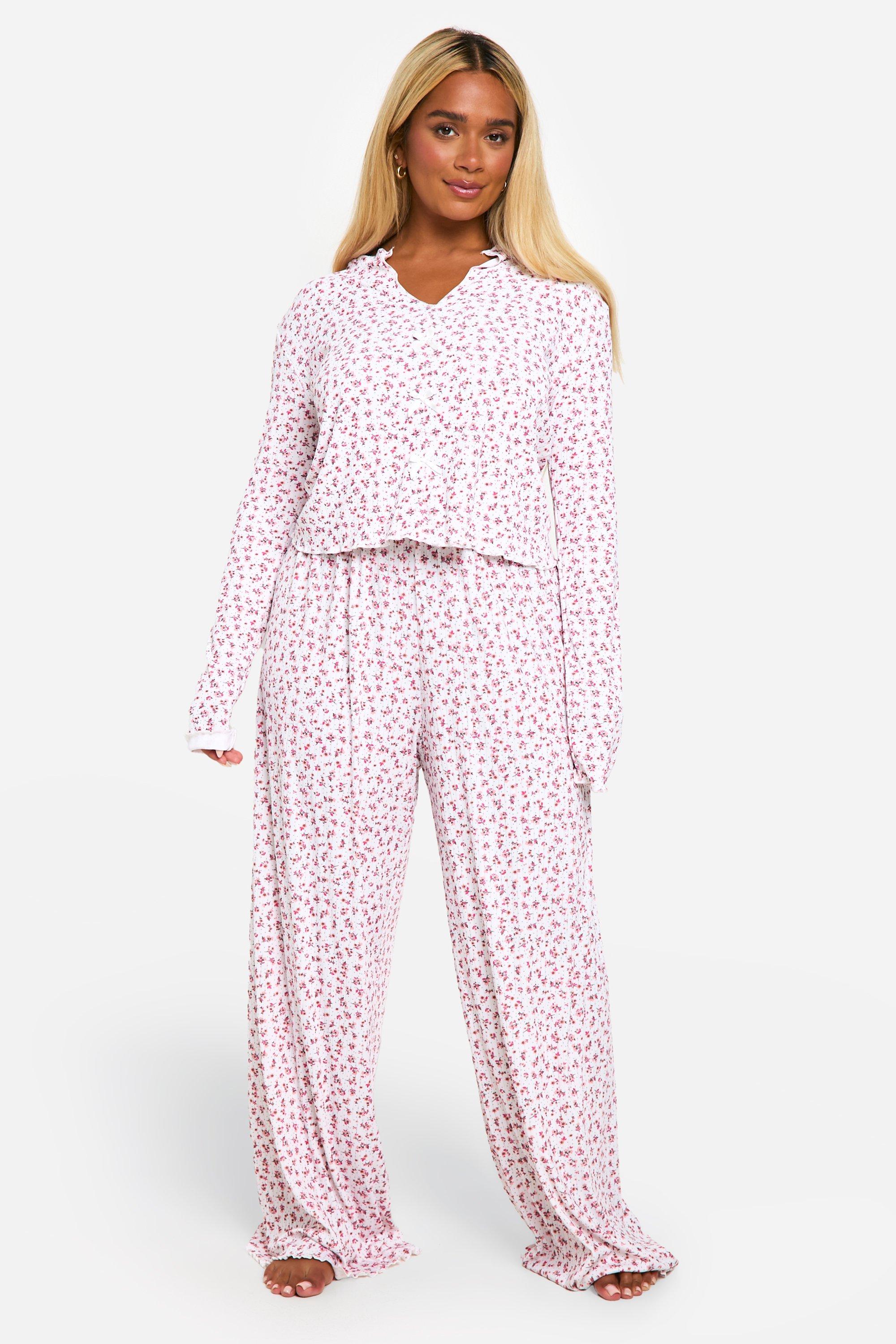 Plus Ditsy Print Top Trouser Pj Set boohoo