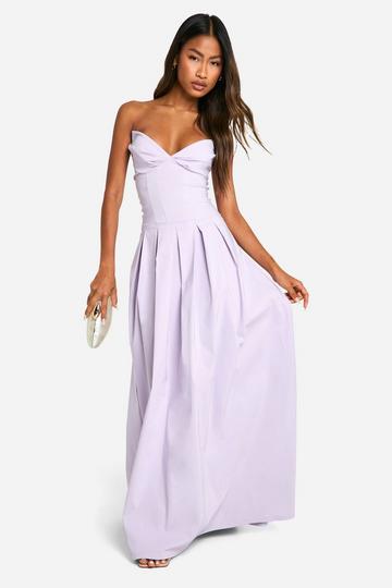 Lilac Purple corset bengaline maxi skater dress