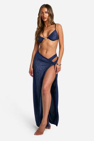 Glitter Twist Side Sarong navy