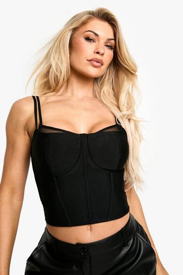 Bandage Mesh Insert Cupped Corset Top black