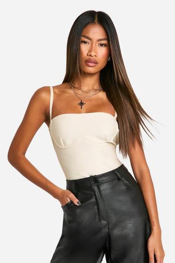 Bandage Cup Detail Strappy Corset Top stone