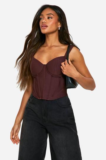 Bandage Cupped Boned Corset Top chocolate